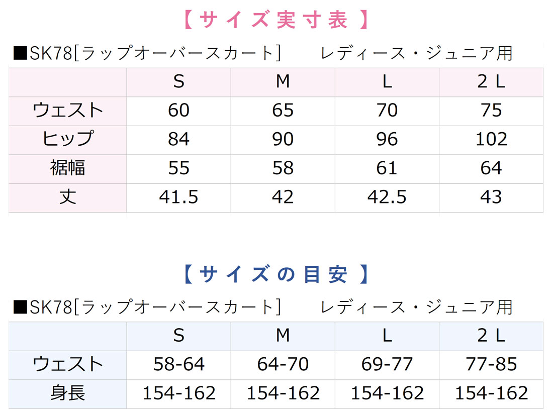 SK78サイズ目安表