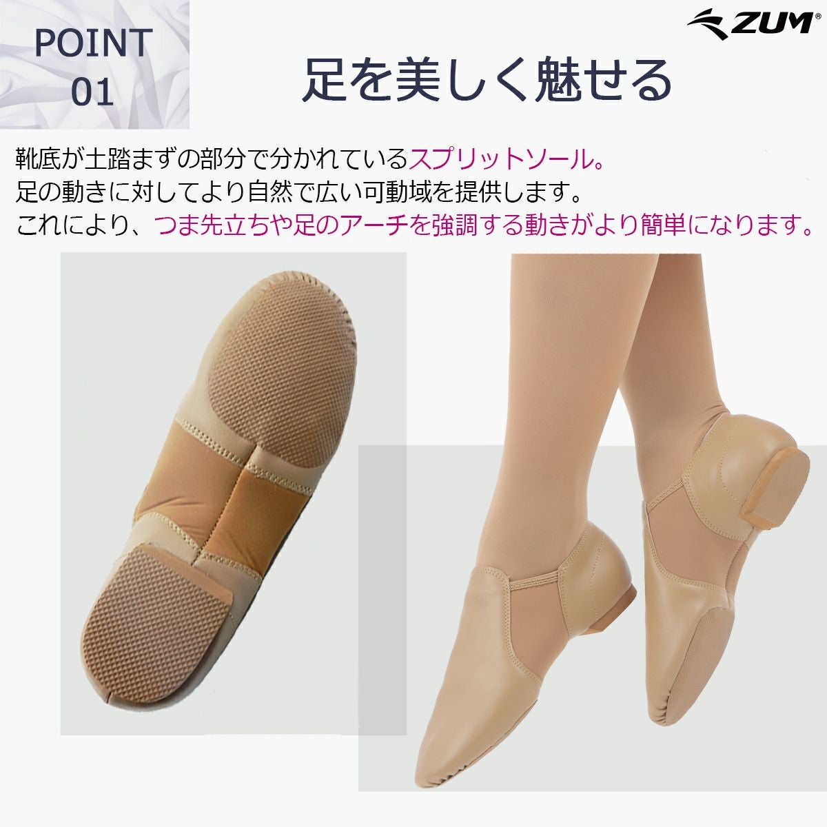 ジャズシューズ(合成皮革・ゴム底) ZEJ5-G | Dance-nets 公式